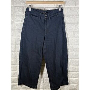 Banana Republic Womens High Rise Wide Leg Crop Denim Jeans‎ Size 28P Black